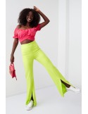 Elegante Damen-Schlitzhose Neon-Limette 502800 – Online-Shop – Boutique